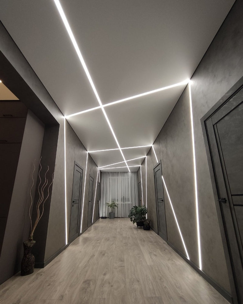 UR10, Profil tip ascuns cu bandă difuzie LED, cu efect separator, Raw, 2.9 m