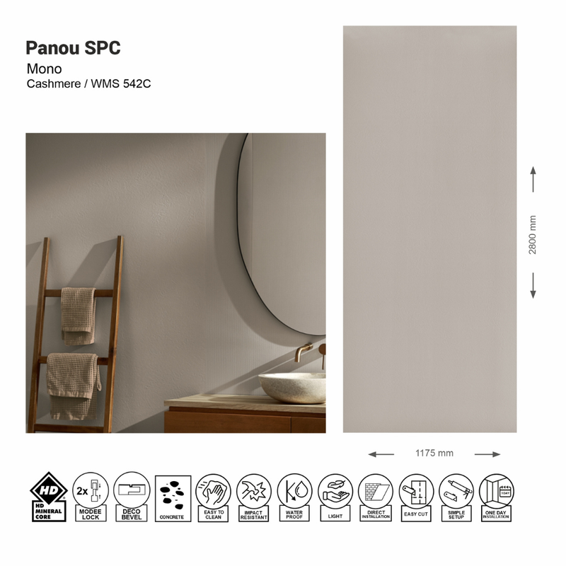 Panou de perete SPC Mono Cashmere WMS 542C (1175х2800х4mm)