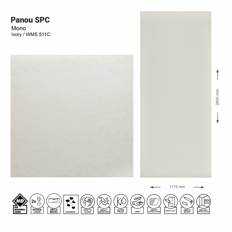 Стеновая панель SPC Mono Ivory WMS 511C (Made in EU)