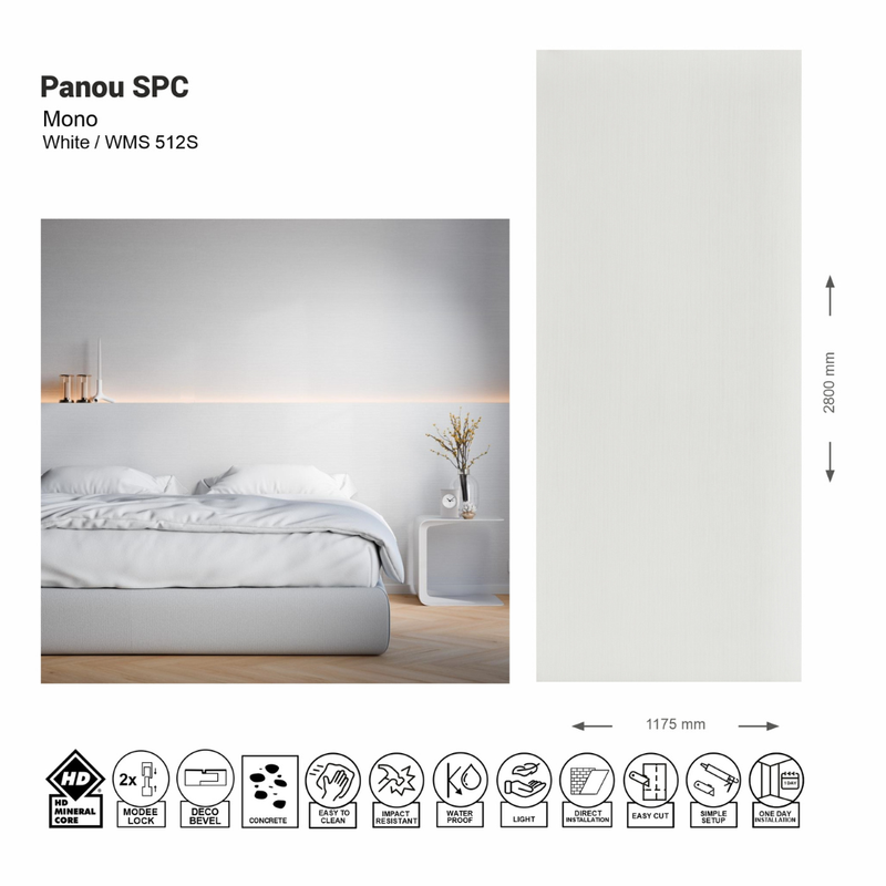 Стеновая панель SPC Mono White WMS 512S (Made in EU)