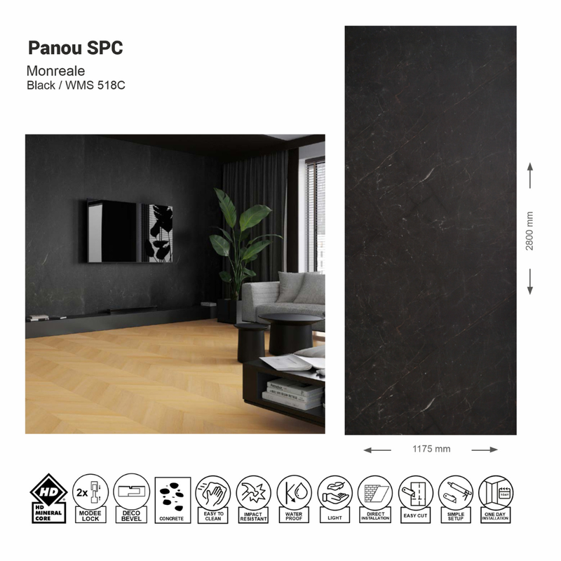 Panou de perete SPC Monreale Black WMS 518C (1175х2800х4mm)