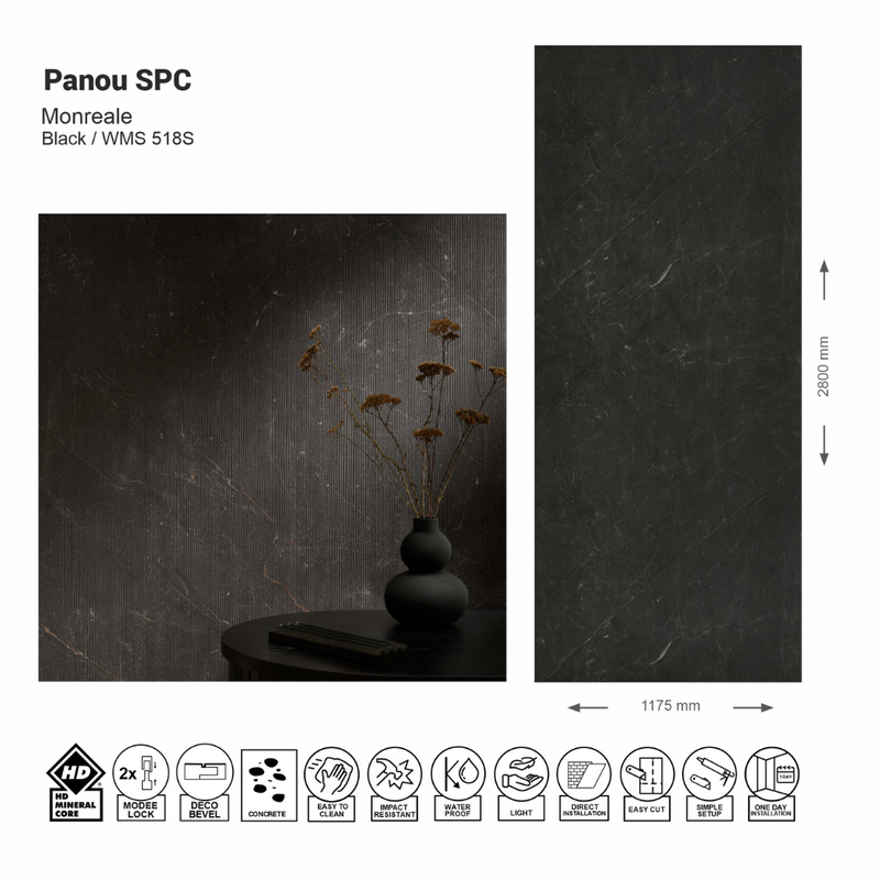 Panou de perete SPC Monreale Black WMS 518S (1175х2800х4mm)