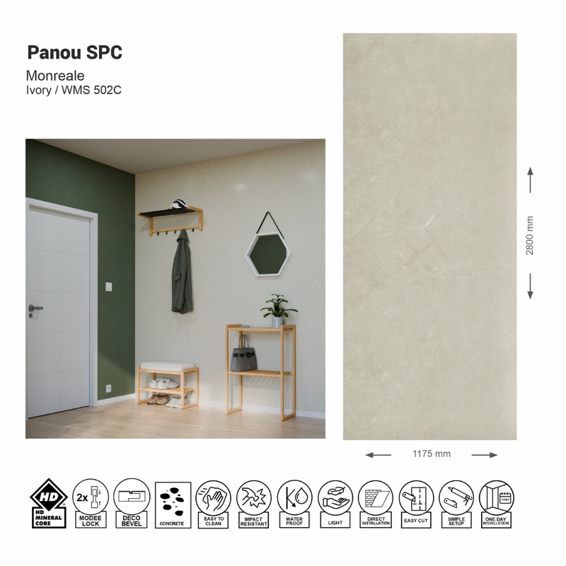 Panou de perete SPC Monreale Ivory WMS 502C (1175х2800х4mm)