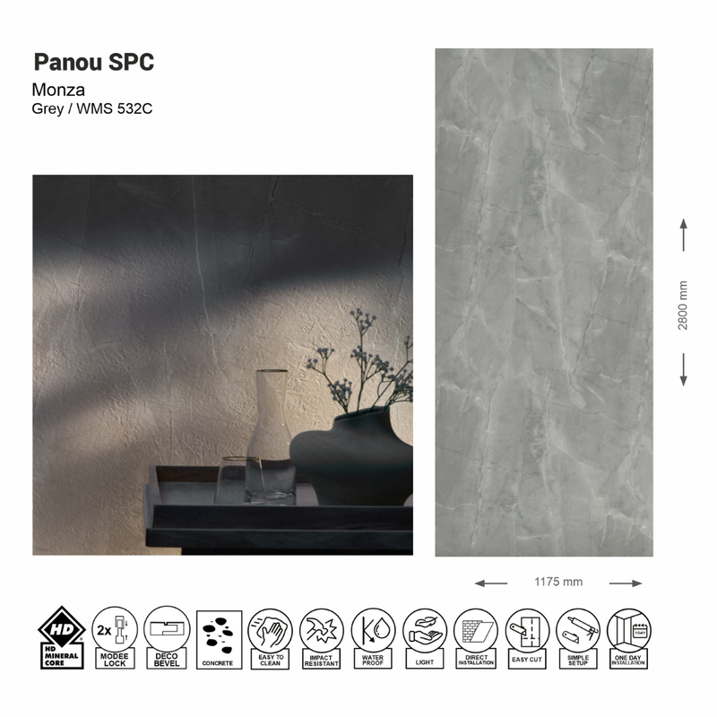 Panou de perete SPC Monza Grey WMS 532C (1175х2800х4mm)