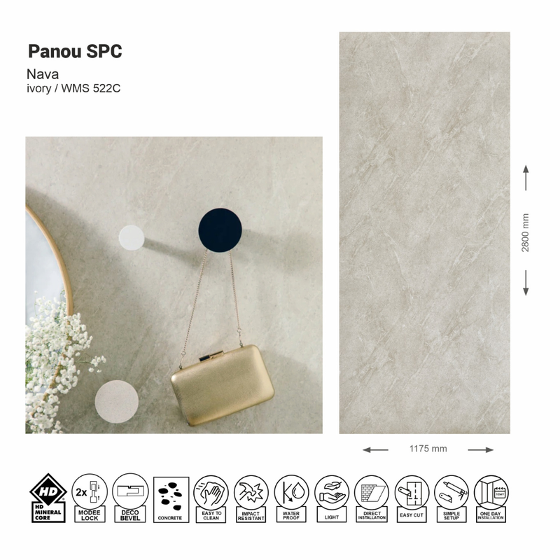 Panou de perete SPC Nava Ivory WM 522C (1175х2800х4mm)