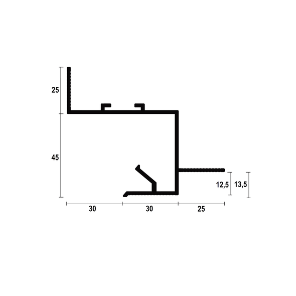 Profil tip ascuns din aluminiu AST30B Negru 2500mm