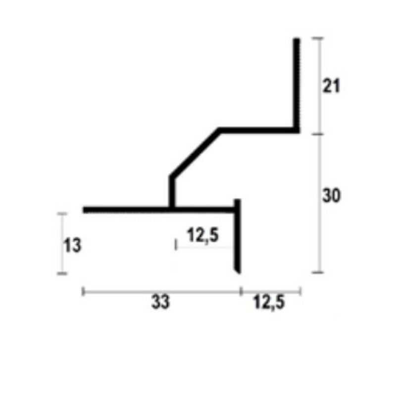 Profil tip ascuns din aluminiu AST12B PP Negru 2500mm