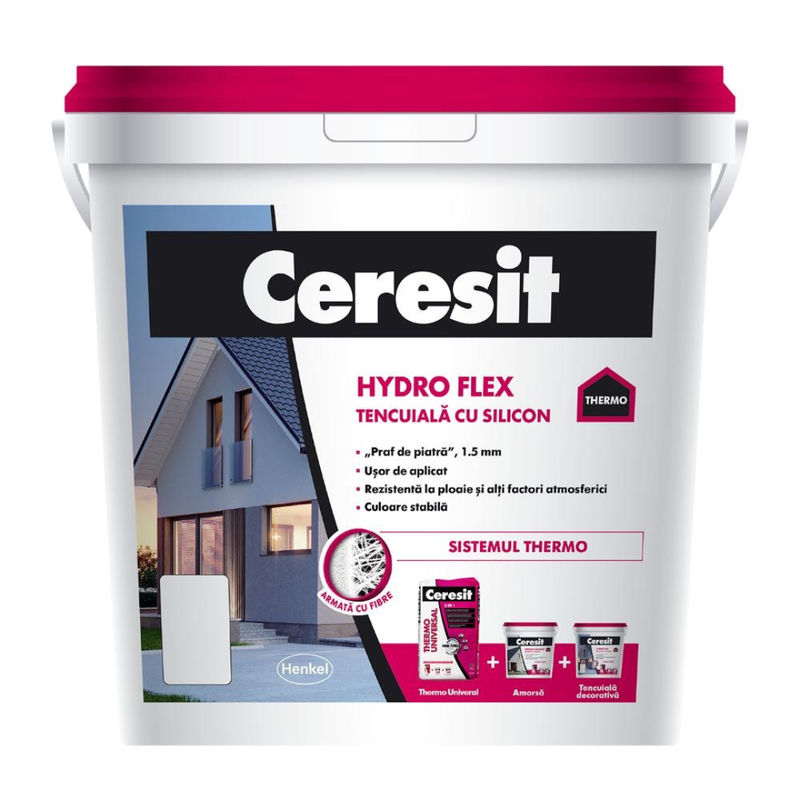 Декоративная силиконовая штукатурка Ceresit CT 174/175 HydroFlex, база под покраску 25kg