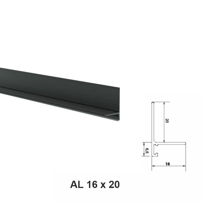 AL16×20 Mini plintă pentru pardoseli, Black Matt, 2.5m