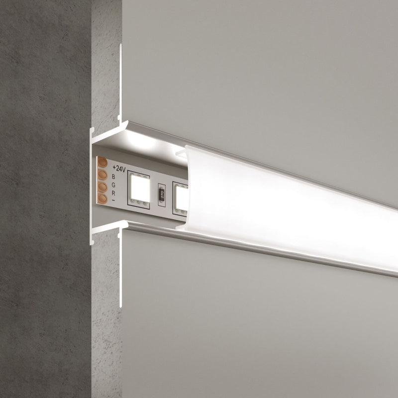 UR10, Profil tip ascuns cu bandă difuzie LED, cu efect separator, Raw, 2.9 m